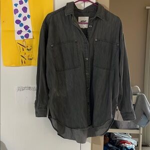 Aerie light weight grey denim button down shirt